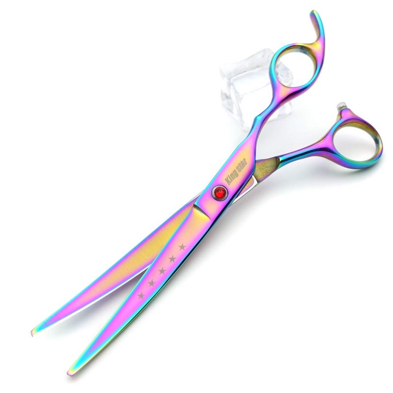 KINGSTAR 7.0in Titanium Rainbow Professional Pet Grooming Scissors Set,Straight & Thinning & Curved Scissors 4pcs Set for Dog Grooming,(Rainbow) - Image 5